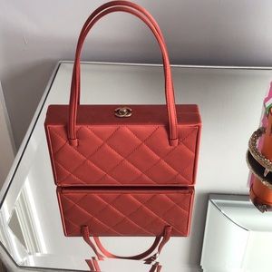 Chanel satin top handle evening bag